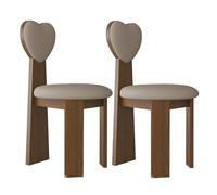 Silla de Comedor con Respaldo en Forma de corazón, sillas Vintage de Madera Maciza, Juego de 2, Asiento de 45 cm de Ancho + Espuma de Alta Densidad, fácil de Limpiar, Adecuada(Walnut+Dark Khaki,2)
