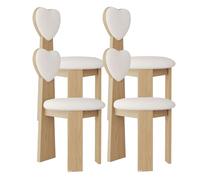 Silla de Comedor con Respaldo en Forma de corazón, sillas Vintage de Madera Maciza, Juego de 2, Asiento de 45 cm de Ancho + Espuma de Alta Densidad, fácil de Limpiar, Adecuada(Log+White,4)