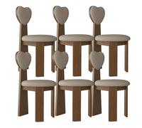 Silla de Comedor con Respaldo en Forma de corazón, sillas Vintage de Madera Maciza, Juego de 2, Asiento de 45 cm de Ancho + Espuma de Alta Densidad, fácil de Limpiar, Adecuada(Walnut+Dark Khaki,6)