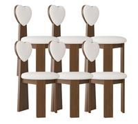 Silla de Comedor con Respaldo en Forma de corazón, sillas Vintage de Madera Maciza, Juego de 2, Asiento de 45 cm de Ancho + Espuma de Alta Densidad, fácil de Limpiar, Adecuada(Walnut+White,6)