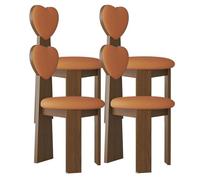 Silla de Comedor con Respaldo en Forma de corazón, sillas Vintage de Madera Maciza, Juego de 2, Asiento de 45 cm de Ancho + Espuma de Alta Densidad, fácil de Limpiar, Adecuada(Walnut+Orange,4)