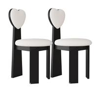 Silla de Comedor con Respaldo en Forma de corazón, sillas Vintage de Madera Maciza, Juego de 2, Asiento de 45 cm de Ancho + Espuma de Alta Densidad, fácil de Limpiar, Adecuada(Black+White,2)
