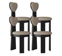 Silla de Comedor con Respaldo en Forma de corazón, sillas Vintage de Madera Maciza, Juego de 2, Asiento de 45 cm de Ancho + Espuma de Alta Densidad, fácil de Limpiar, Adecuada(Black+Dark Khaki,4)