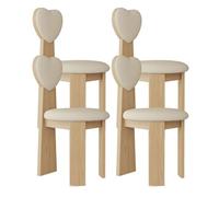 Silla de Comedor con Respaldo en Forma de corazón, sillas Vintage de Madera Maciza, Juego de 2, Asiento de 45 cm de Ancho + Espuma de Alta Densidad, fácil de Limpiar, Adecuada(Log+Light Khaki,4)