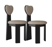 Silla de Comedor con Respaldo en Forma de corazón, sillas Vintage de Madera Maciza, Juego de 2, Asiento de 45 cm de Ancho + Espuma de Alta Densidad, fácil de Limpiar, Adecuada(Black+Dark Khaki,2)