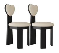 Silla de Comedor con Respaldo en Forma de corazón, sillas Vintage de Madera Maciza, Juego de 2, Asiento de 45 cm de Ancho + Espuma de Alta Densidad, fácil de Limpiar, Adecuada(Black+Light Khaki,2)