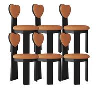 Silla de Comedor con Respaldo en Forma de corazón, sillas Vintage de Madera Maciza, Juego de 2, Asiento de 45 cm de Ancho + Espuma de Alta Densidad, fácil de Limpiar, Adecuada(Black+Orange,6)