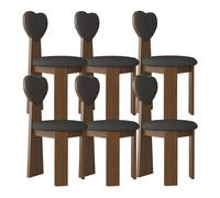 Silla de Comedor con Respaldo en Forma de corazón, sillas Vintage de Madera Maciza, Juego de 2, Asiento de 45 cm de Ancho + Espuma de Alta Densidad, fácil de Limpiar, Adecuada(Walnut+Black,6)
