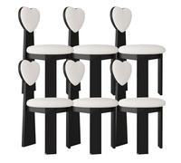Silla de Comedor con Respaldo en Forma de corazón, sillas Vintage de Madera Maciza, Juego de 2, Asiento de 45 cm de Ancho + Espuma de Alta Densidad, fácil de Limpiar, Adecuada(Black+White,6)