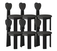 Silla de Comedor con Respaldo en Forma de corazón, sillas Vintage de Madera Maciza, Juego de 2, Asiento de 45 cm de Ancho + Espuma de Alta Densidad, fácil de Limpiar, Adecuada(Black+Black,6)