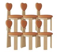 Silla de Comedor con Respaldo en Forma de corazón, sillas Vintage de Madera Maciza, Juego de 2, Asiento de 45 cm de Ancho + Espuma de Alta Densidad, fácil de Limpiar, Adecuada(Log+Orange,6)