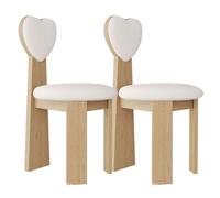 Silla de Comedor con Respaldo en Forma de corazón, sillas Vintage de Madera Maciza, Juego de 2, Asiento de 45 cm de Ancho + Espuma de Alta Densidad, fácil de Limpiar, Adecuada(Log+White,2)