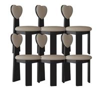 Silla de Comedor con Respaldo en Forma de corazón, sillas Vintage de Madera Maciza, Juego de 2, Asiento de 45 cm de Ancho + Espuma de Alta Densidad, fácil de Limpiar, Adecuada(Black+Dark Khaki,6)