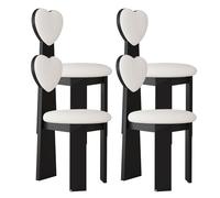 Silla de Comedor con Respaldo en Forma de corazón, sillas Vintage de Madera Maciza, Juego de 2, Asiento de 45 cm de Ancho + Espuma de Alta Densidad, fácil de Limpiar, Adecuada(Black+White,4)