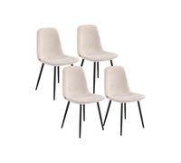 Silla de comedor de chenilla y metal blanca juego de cuatro piezas