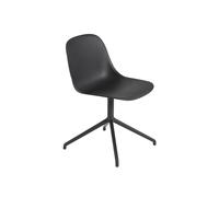 Silla de Comedor de Fibra con Base Giratoria Negro