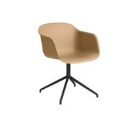 Silla de Comedor de Fibra con Reposabrazos y Base Giratoria Ocre/ Negro
