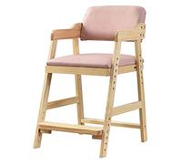 Silla de comedor de madera para niños con brazos y reposapiés para niños, niñas, niños, silla de escritorio de estudio ergonómica, altura del asiento ajustable de 6 engranajes