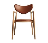 Silla de Comedor de Salón Tapizada en Cuero de Roble aceitado/Calvados