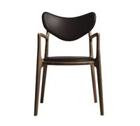 Silla de Comedor de Salón Tapizada en Roble Ahumado/cuero Marrón Oscuro
