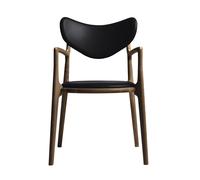 Silla de Comedor de Salón Tapizada en Roble Ahumado/cuero Negro