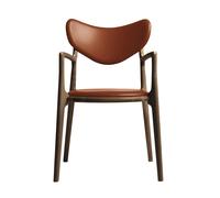 Silla de Comedor de Salón Tapizada en Roble Ahumado/piel Calvados