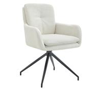 Silla de comedor de tela pickett crema 63x58x85 cm