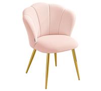 VASAGLE Silla de Comedor, Terciopelo, Respaldo en Forma de Pétalos | Silla de Tocador Acolchada, Carga 150 kg, Patas de Acero, Salón, Dormitorio, Rosa Jalea, Colección LAELA KDC099S101