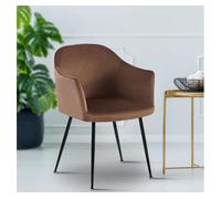 Silla de comedor de terciopelo jaysie marrón 58x57x80 cm