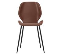 Silla de comedor Diana con asiento de cuero suave y patas de metal negras, diseño vintage moderno – Silla de alta calidad para el salón