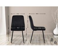 CLP Silla De Comedor Dijon En Tela o Terciopelo I Butaca De Salón Moderna con Base De Metal, Color:Negro, Material:Terciopelo