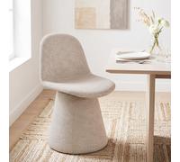 Silla de comedor Duhome, tapizada en tejido bouclé. Silla acolchada con respaldo, giratoria, ideal para comedor, salón o dormitorio. Color beige