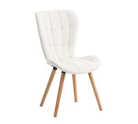 CLP Silla de Comedor Elda Tapizada en Cuero Sintético I Silla para Visita Estilo Nórdico con Base de Madera De 4 Patas, Color:Blanco