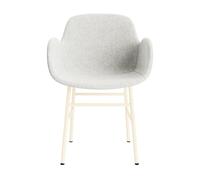 Silla De Comedor Form Con Reposabrazos Tapizada Grupo 5 Crema/Acero