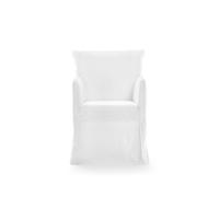 Silla de Comedor Ghost 25 con Reposabrazos Lino Bianco