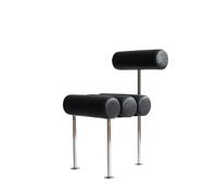 101 Copenhagen Silla de comedor Hiro Acero inoxidable-cuero anilina negro
