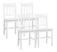 Silla de comedor HOMCOM, juego de 4 sillas de cocina, silla de salón con respaldo, sillas de cocina, silla de comedor para comedor, cocina, madera de pino, 41 x 46,5 x 85,5 cm, blanco White