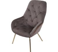 Silla de comedor HWC-K26, silla tapizada, silla para el salón, silla para la cocina, con reposabrazos, metal y terciopelo, color marrón claro