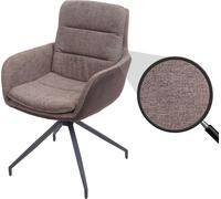 Silla de comedor HWC-K32, silla de cocina, silla con respaldo, giratoria, con ajuste automático, tapizada en tela MVG, color marrón oscuro
