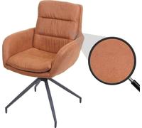 Silla de comedor HWC-K32, silla de cocina, silla con respaldo, giratoria, con ajuste automático, tapizada en tela MVG con apariencia de ante, color marrón