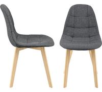 Silla de comedor Kopparberg, juego de 2 unidades, tapizada en tela, estructura de haya, silla para el salón, 86 x 53 x 47 cm, color gris oscuro