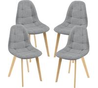 Silla de comedor Kopparberg, juego de 4 unidades, tapizada en tela, estructura de haya, silla para el salón, 86 x 53 x 47 cm, color gris claro