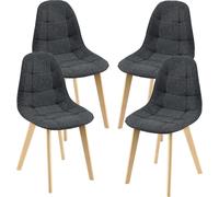 Silla de comedor Kopparberg, juego de 4 unidades, tapizada en tela, estructura de haya, silla para el salón, 86 x 53 x 47 cm, color
