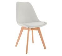 CLP Silla de Comedor Acolchada Linares Silla de Cocina con Respaldo y Base de Madera de Haya Protector de Suelo | Color Gris Claro Material Terciopelo