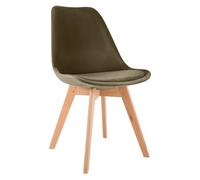 CLP Silla de Comedor Acolchada Linares Silla de Cocina con Respaldo y Base de Madera de Haya Protector de Suelo Color:marrón Oscuro;Material:Terciopelo