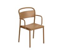 Silla de Comedor Lineal de Acero con Reposabrazos en Naranja Quemado