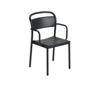Silla de Comedor Linear de Acero con Reposabrazos , Negro