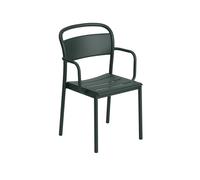 Silla de Comedor Linear de Acero con Reposabrazos , Verde Oscuro