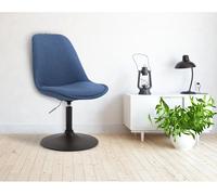 Silla de comedor Maverick de CLP, tapizada en tela, giratoria y con ajuste de altura continuo, color azul. Estructura en color