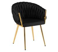 CLP Silla Comedor Acolchada Molise Silla Cocina Terciopelo Respaldo Estructura Acero Dorado soporta hasta 150 kg Color:Negro;Material:Terciopelo
